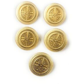 KATZ TRIMMINGS / Trims unlimited 14 kt .Matte Gold Buttons Set of inch Oriental - Chinese Design Elements inchfor Dress,Coat Suit 21mm , (5 7/8inch SOriental) 5pc-1-3/16 (30mm)Gold Basket Weave 887