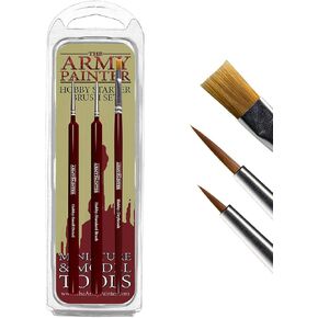 The Army Painter Hobby Brush Starter Set -Miniature Small Paint Brush Set of 3 Acrylic Paint Brushes-Includes Drybrush, Standard Model Paint Brush & Detail Fine Tip Paint Brush for Acrylic Painting