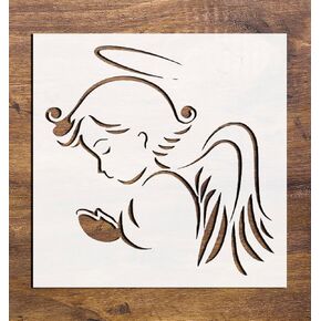 Angel Logo Stencil 5.5x5.5 inch Arts and Crafts Material Scrapbooking for Airbrush Painting Drawing and More Reusable Stencil STENCILAIR