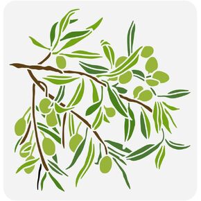 FINGERINSPIRE Olive Tree Branch Stencil for Painting 11.8x11.8 inch Reusable Olive Tree Pattern Drawing Template Plastic PET Tree Branches Painting Stencil Plant Theme Template for Home Decoration