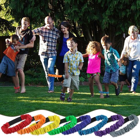 Augshy 8pcs 3 Bands Bands Resced Tie مرنة ، ألوان متنوعة لـ Relay Race Game Game Field Field Field Backyard Game Party Supplies in Kuwait