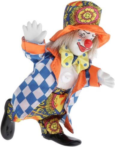 Esquirla 16cm Porcelain Clown Doll Harlequin Doll with Beautiful Outfit Hat for Kids Toys, Home Decoration Ornament in Saudi Arabia