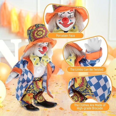 Esquirla 16cm Porcelain Clown Doll Harlequin Doll with Beautiful Outfit Hat for Kids Toys, Home Decoration Ornament in Saudi Arabia
