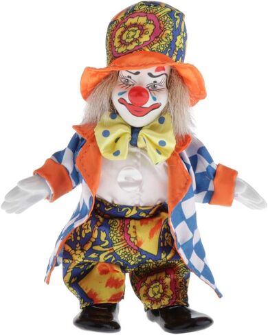 Esquirla 16cm Porcelain Clown Doll Harlequin Doll with Beautiful Outfit Hat for Kids Toys, Home Decoration Ornament in Saudi Arabia