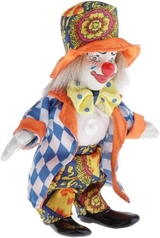 Esquirla 16cm Porcelain Clown Doll Harlequin Doll with Beautiful Outfit Hat for Kids Toys, Home Decoration Ornament in Saudi Arabia