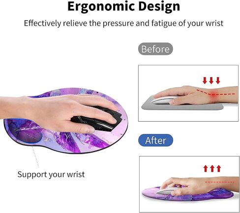 لوحة الماوس مع هلام دعم المعصم ، وسادة الماوس المريح مع راحة معصم مريحة ، والألعاب Mousepad قاعدة PU للانزلاق لمكتب كمبيوتر محمول سهلة وتخفيف الألم ، اليعسوب الأرجواني in Kuwait