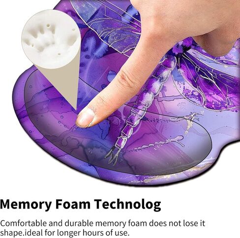 لوحة الماوس مع هلام دعم المعصم ، وسادة الماوس المريح مع راحة معصم مريحة ، والألعاب Mousepad قاعدة PU للانزلاق لمكتب كمبيوتر محمول سهلة وتخفيف الألم ، اليعسوب الأرجواني in Kuwait