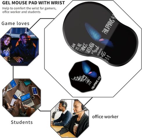 لوحة الماوس مع هلام دعم المعصم ، وسادة الماوس المريح مع راحة معصم مريحة ، والألعاب Mousepad قاعدة PU للانزلاق لمكتب كمبيوتر محمول سهلة وتخفيف الألم ، اليعسوب الأرجواني in Kuwait