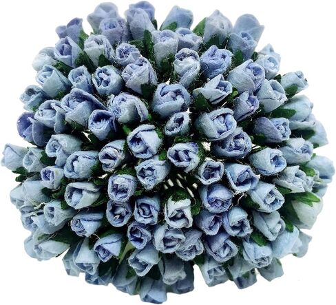 PL مجموعة من 100 Tiny Rose Buds Mulberry Paper Flower Rose-Set4 Craft Handmade Size 0.15 "سجل قصاصات صغير جدًا للعديد من مشاريع Card Craft (بلوتين أزرق 170) in Kuwait