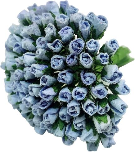 PL مجموعة من 100 Tiny Rose Buds Mulberry Paper Flower Rose-Set4 Craft Handmade Size 0.15 "سجل قصاصات صغير جدًا للعديد من مشاريع Card Craft (بلوتين أزرق 170) in Kuwait