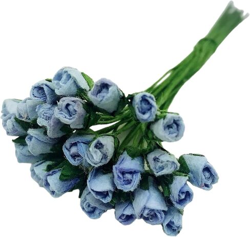 PL مجموعة من 100 Tiny Rose Buds Mulberry Paper Flower Rose-Set4 Craft Handmade Size 0.15 "سجل قصاصات صغير جدًا للعديد من مشاريع Card Craft (بلوتين أزرق 170) in Kuwait
