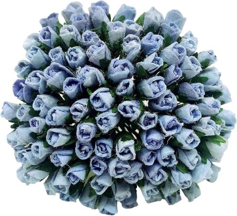 PL مجموعة من 100 Tiny Rose Buds Mulberry Paper Flower Rose-Set4 Craft Handmade Size 0.15 "سجل قصاصات صغير جدًا للعديد من مشاريع Card Craft (بلوتين أزرق 170) in Kuwait