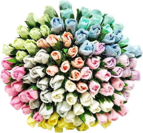 PL مجموعة من 100 Tiny Rose Buds Mulberry Paper Flower Rose-Set4 Craft Handmade Size 0.15 "سجل قصاصات صغير جدًا للعديد من مشاريع Card Craft (بلوتين أزرق 170) in Kuwait
