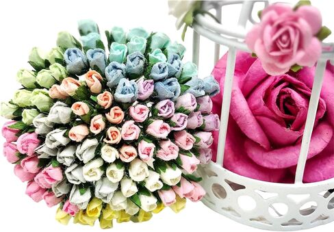 PL مجموعة من 100 Tiny Rose Buds Mulberry Paper Flower Rose-Set4 Craft Handmade Size 0.15 "سجل قصاصات صغير جدًا للعديد من مشاريع Card Craft (بلوتين أزرق 170) in Kuwait
