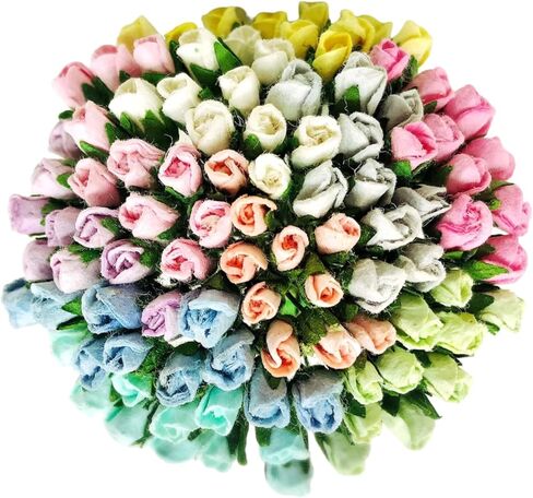 PL مجموعة من 100 Tiny Rose Buds Mulberry Paper Flower Rose-Set4 Craft Handmade Size 0.15 "سجل قصاصات صغير جدًا للعديد من مشاريع Card Craft (بلوتين أزرق 170) in Kuwait