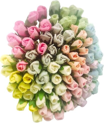 PL مجموعة من 100 Tiny Rose Buds Mulberry Paper Flower Rose-Set4 Craft Handmade Size 0.15 "سجل قصاصات صغير جدًا للعديد من مشاريع Card Craft (بلوتين أزرق 170) in Kuwait