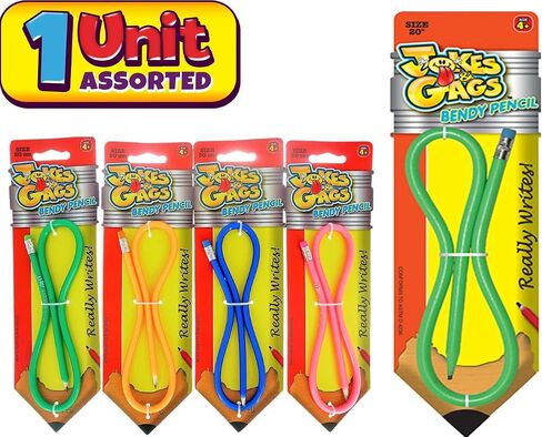 JA-RU Flexible Bendy Pencil 20 inches 20" Long (1 Unit Assorted Color) Writes Soft Bending Pencils for Kids. Fun Pens Great Birthday Party Favor School Supply Toy. #1367-1A in Kuwait