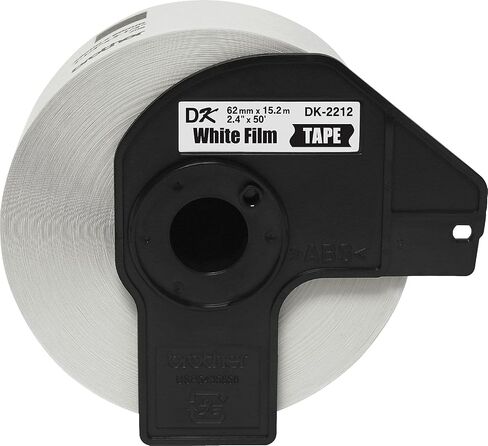 Brother Genuine DK-2212 Continuous Length Black on White Film Tape for Brother QL Label Printers, 2.4" x 50' (62mm x 15.2M), 1 Roll per Box, DK2212,Black/White in Kuwait