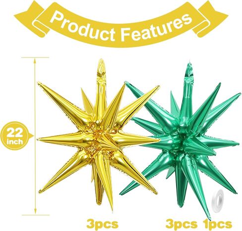 Silver Star Balloons, 22 Inch Silver Foil Explosion Star Balloons, Large Spike Balloons Mylar Star Cone Balloons, for Birthday Graduation Christmas New Year Eve Disco Party Backdrop Decorations in Saudi Arabia