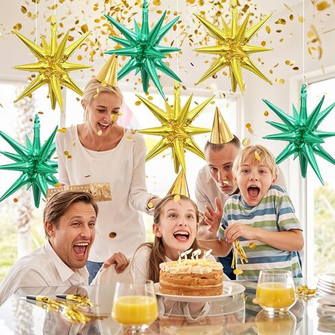 Silver Star Balloons, 22 Inch Silver Foil Explosion Star Balloons, Large Spike Balloons Mylar Star Cone Balloons, for Birthday Graduation Christmas New Year Eve Disco Party Backdrop Decorations in Saudi Arabia