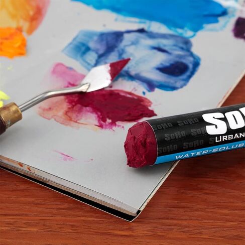 SoHo Urban Artist Water Soluble Oil Sticks for Artists – Set of 24 + Blender Oil Paint Stick - 37 ml - No Brushes or Solvents Needed, Paint Any Primed Surface, Water Clean-Up, Non-Toxic, 4.8 x 0.78 in Saudi Arabia