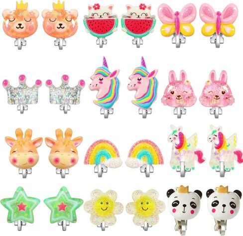 PinkSheep يونيكورن كليب على الأقراط للفتيات الصغيرات، أقراط بلينغ أقراط قوس قزح للأطفال، 6 أزواج، أفضل هدية in Kuwait
