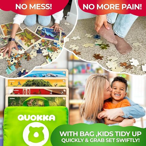 QUOKKA 4SET Puzzles for Kids Ages 4-6 - 24 Pcs Wooden Toddler Realistic Montessori Puzzles Ages 3-5 - Wild Animals Africa Ocean Farm Learning Games for Boys and Girls 4-8 Year Olds in Kuwait