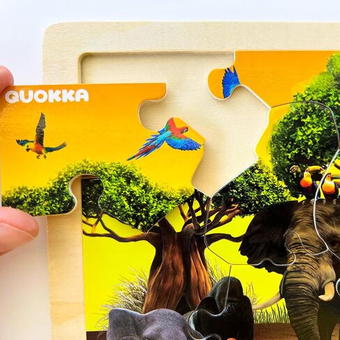 QUOKKA 4SET Puzzles for Kids Ages 4-6 - 24 Pcs Wooden Toddler Realistic Montessori Puzzles Ages 3-5 - Wild Animals Africa Ocean Farm Learning Games for Boys and Girls 4-8 Year Olds in Kuwait