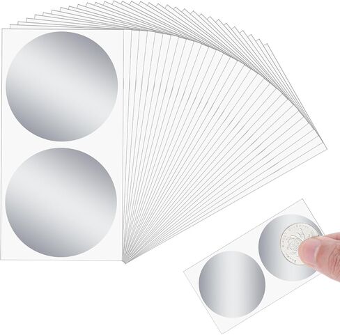 50 Pieces Scratch Off Stickers 2 Inch Gold & Silver Round Scratch Off Labels Self-Adhesive Custom Scratch Off Labels Decals Circle for DIY Lottery Tickets Raffle Cards and Party Games(Silver) in Saudi Arabia