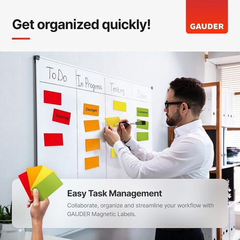 GAUDER Magnetic Dry Erase Labels | Writable Magnets for Classroom, Whiteboard & Blackboard (30 Labels, Mix Colors, 3 Sizes) in Saudi Arabia