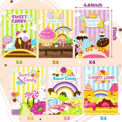ANGOLIO 24Pcs Candyland Kids Coloring Books Bulk Drawing Activity Books, Color Your Own Candy Land DIY Carfts for Boys Girls, Educational Toy Holiday Birthday Party Favors Goodie Bag Filler in Kuwait