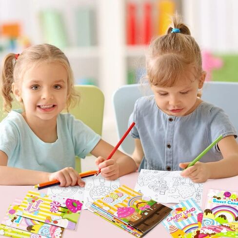 ANGOLIO 24Pcs Candyland Kids Coloring Books Bulk Drawing Activity Books, Color Your Own Candy Land DIY Carfts for Boys Girls, Educational Toy Holiday Birthday Party Favors Goodie Bag Filler in Kuwait