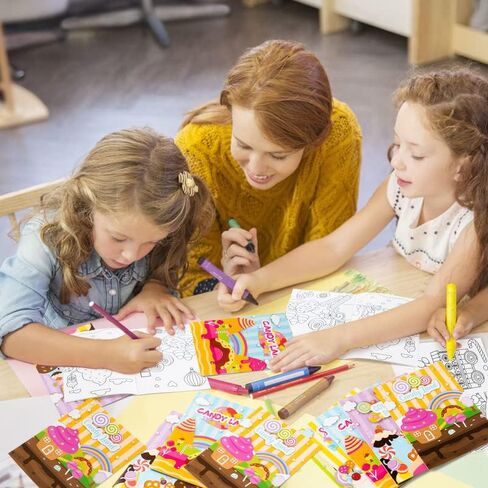 ANGOLIO 24Pcs Candyland Kids Coloring Books Bulk Drawing Activity Books, Color Your Own Candy Land DIY Carfts for Boys Girls, Educational Toy Holiday Birthday Party Favors Goodie Bag Filler in Kuwait