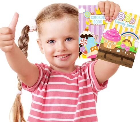 ANGOLIO 24Pcs Candyland Kids Coloring Books Bulk Drawing Activity Books, Color Your Own Candy Land DIY Carfts for Boys Girls, Educational Toy Holiday Birthday Party Favors Goodie Bag Filler in Kuwait