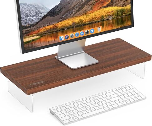 مراقبة الحامل الناهض ، Wood & Acrylic Computer Monitor Table Desk Desktop Organizer Table للمنزل ، مساحة عمل المكتب ، نسخ الكمبيوتر المحمول ، الطابعة ، أجهزة الكمبيوتر الشخصية والتلفزيون. in Kuwait