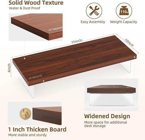 مراقبة الحامل الناهض ، Wood & Acrylic Computer Monitor Table Desk Desktop Organizer Table للمنزل ، مساحة عمل المكتب ، نسخ الكمبيوتر المحمول ، الطابعة ، أجهزة الكمبيوتر الشخصية والتلفزيون. in Kuwait