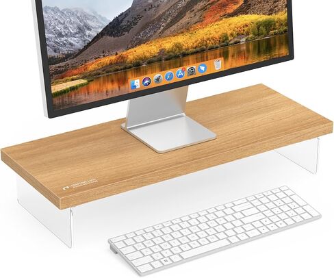 مراقبة الحامل الناهض ، Wood & Acrylic Computer Monitor Table Desk Desktop Organizer Table للمنزل ، مساحة عمل المكتب ، نسخ الكمبيوتر المحمول ، الطابعة ، أجهزة الكمبيوتر الشخصية والتلفزيون. in Kuwait
