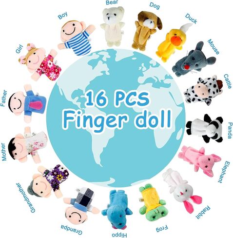 دمى إصبع الأسرة 6 PCS للأطفال الصغار 1-3 - دمى إصبع الحيوانات التعليمية التفاعلية لقصة القصة ، وقت اللعب ، والتعلم - آمنة ، أفخم ناعم in Saudi Arabia