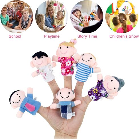 دمى إصبع الأسرة 6 PCS للأطفال الصغار 1-3 - دمى إصبع الحيوانات التعليمية التفاعلية لقصة القصة ، وقت اللعب ، والتعلم - آمنة ، أفخم ناعم in Saudi Arabia