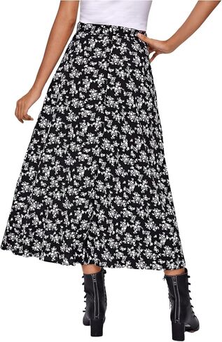 Floerns Women's Boho Floral High Waist Split A Line Midi Skirt Burgundy X-Small in Kuwait