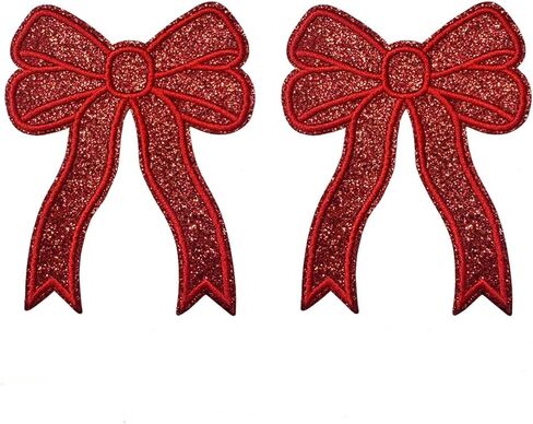2Pcs Black Bow Iron On Patches Glitter Sweatshirts Side Bow Embroidered Patch Cute Applique DIY Decorative Accessories for Clothes Backpacks Jackets Hats in Saudi Arabia