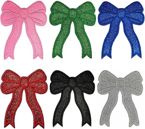 2Pcs Black Bow Iron On Patches Glitter Sweatshirts Side Bow Embroidered Patch Cute Applique DIY Decorative Accessories for Clothes Backpacks Jackets Hats in Saudi Arabia