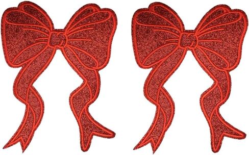 2Pcs Black Bow Iron On Patches Glitter Sweatshirts Side Bow Embroidered Patch Cute Applique DIY Decorative Accessories for Clothes Backpacks Jackets Hats in Saudi Arabia