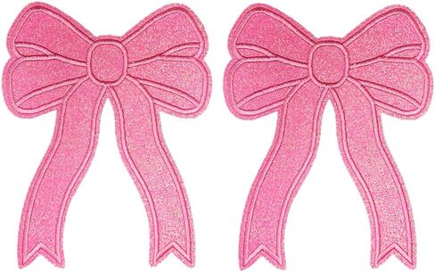 2Pcs Black Bow Iron On Patches Glitter Sweatshirts Side Bow Embroidered Patch Cute Applique DIY Decorative Accessories for Clothes Backpacks Jackets Hats in Saudi Arabia