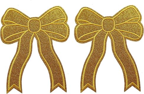 2Pcs Black Bow Iron On Patches Glitter Sweatshirts Side Bow Embroidered Patch Cute Applique DIY Decorative Accessories for Clothes Backpacks Jackets Hats in Saudi Arabia
