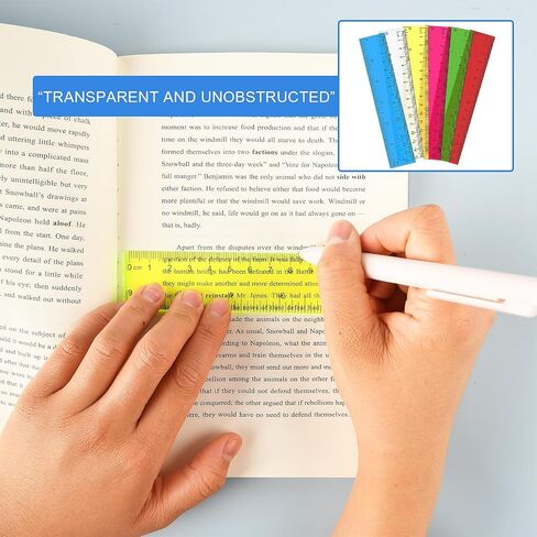MABOR 6 بوصة الحاكم 6pcs حاكم البلاستيك الواضح لمكتب المدرسة الحاكم المستقيم الحافة مع سنتيمترات وبوصة للأطفال حاكم الرسم للطلاب البالغين الحاكم الملون للفصول الدراسية in Saudi Arabia