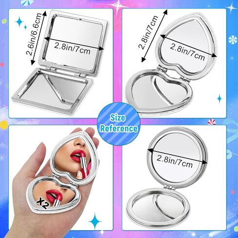 Diamond Painting Mirror,Pocket Mirror Cover Portable Magnifying Folding Purse Mirror,DIY Diamond Painting Compact Mirror 4 Pcs Christmas Birthday Gifts for Women Girls.(Geometry) in Kuwait
