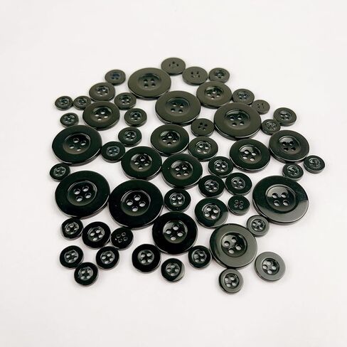 100Pcs Wide Edge Black Sewing Buttons,4-Hole Craft 5 Sizes,with Compartment Storage Box, Suitable for Sewing,Suit Coat Shirt Buttons，DIY Decoration in Saudi Arabia