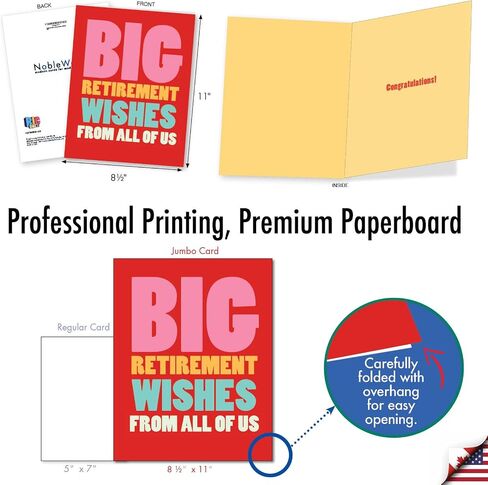 NobleWorks Oversize Retirement Greeting Card From Us 8.5 x 11 Inch with Envelope (1 Pack) Oversize Jumbo Co-Worker, Good Luck Big Retirement Wishes J2734RTG-US in Saudi Arabia