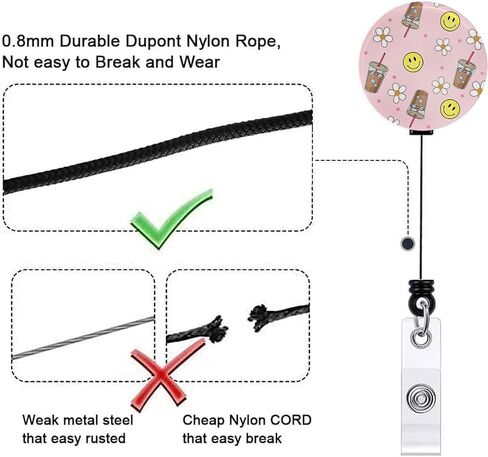 Retractable Badge Reel with Swivel Alligator Clip, Smliey Face Coffee Cute Nurse ID Badge Holder for RN Nursing Doctor Teacher in Saudi Arabia